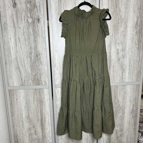 Chepe Italy Dress Small Green Maxi Sleeveless Ruffled Classic Sz S - Picture 1 of 8